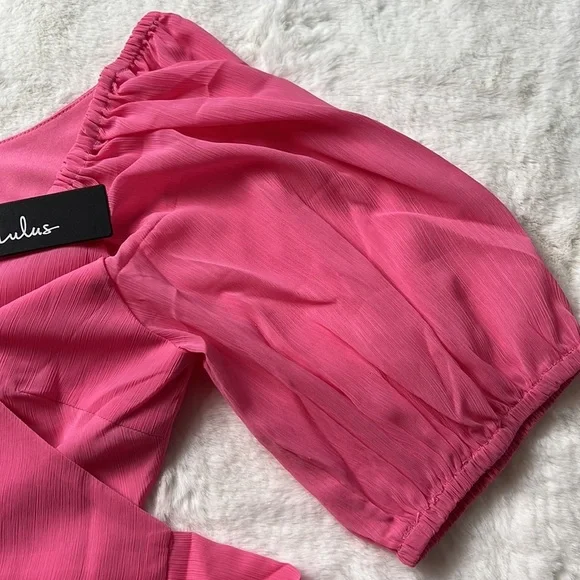 Lulu's Bright Pink Wrap Crop Top Size Large NWT - Picture 6 of 8